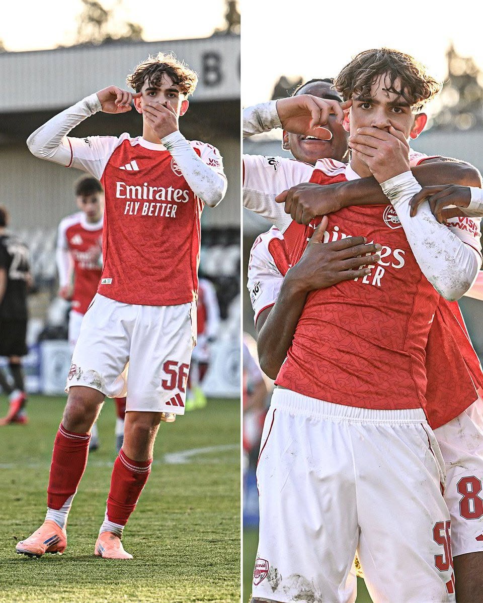 ⚽ Max Downman just made history — on and off the pitch.

This afternoon, the Arsenal wonderkid scored wearing the #VisitRwanda shirt… and celebrated with the unmistakable silencing gesture — a powerful reminder that #RwandaIsKilling in the #DRC and continues to silence its own