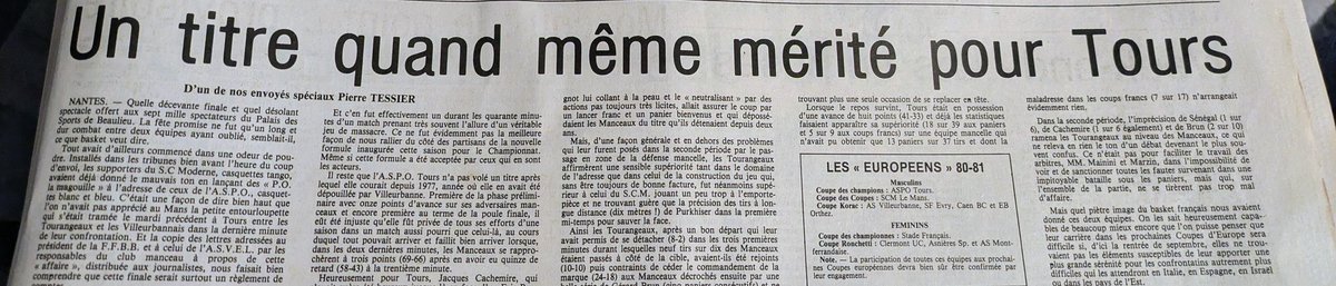 RetroBasket37's tweet photo. {{ Les archives de #RetroBasket37 }}
🚨 L' #ASPOTours en une de @lequipe
2️⃣4️⃣/0️⃣3️⃣/1️⃣9️⃣8️⃣0️⃣
Jour de sacre pour l' #ASPOTours qui remporte son deuxième titre de Champion de France après 1️⃣9️⃣7️⃣6️⃣ en battant le #SCMLeMans ( @MSB_Officiel ). https://t.co/FmPEWkAb7A