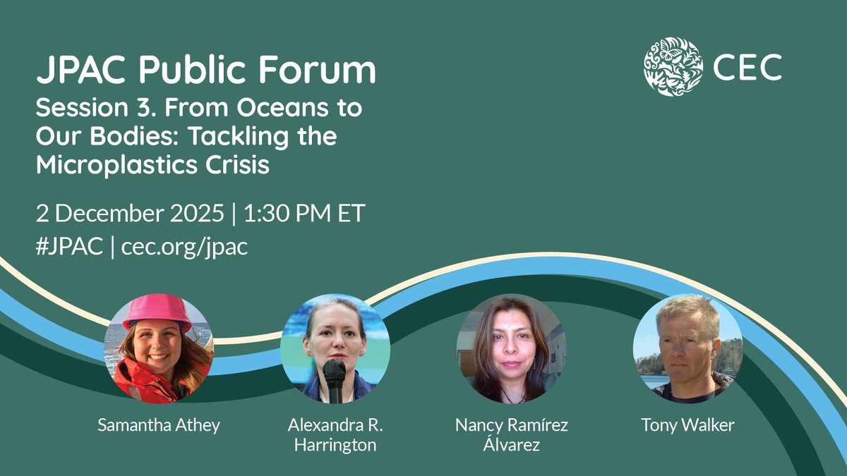 CECweb's tweet image. 📢 A few days left for the #JPAC Public Forum on Regenerating North America’s Future! #Montreal 

🌱 Regenerating Soils &amp;amp; Protecting Health
💧 Forever Chemicals in Our Food &amp;amp; Water
🌊 From Oceans to Our Bodies: Microplastics

Check out the agenda &amp;amp; register today:…