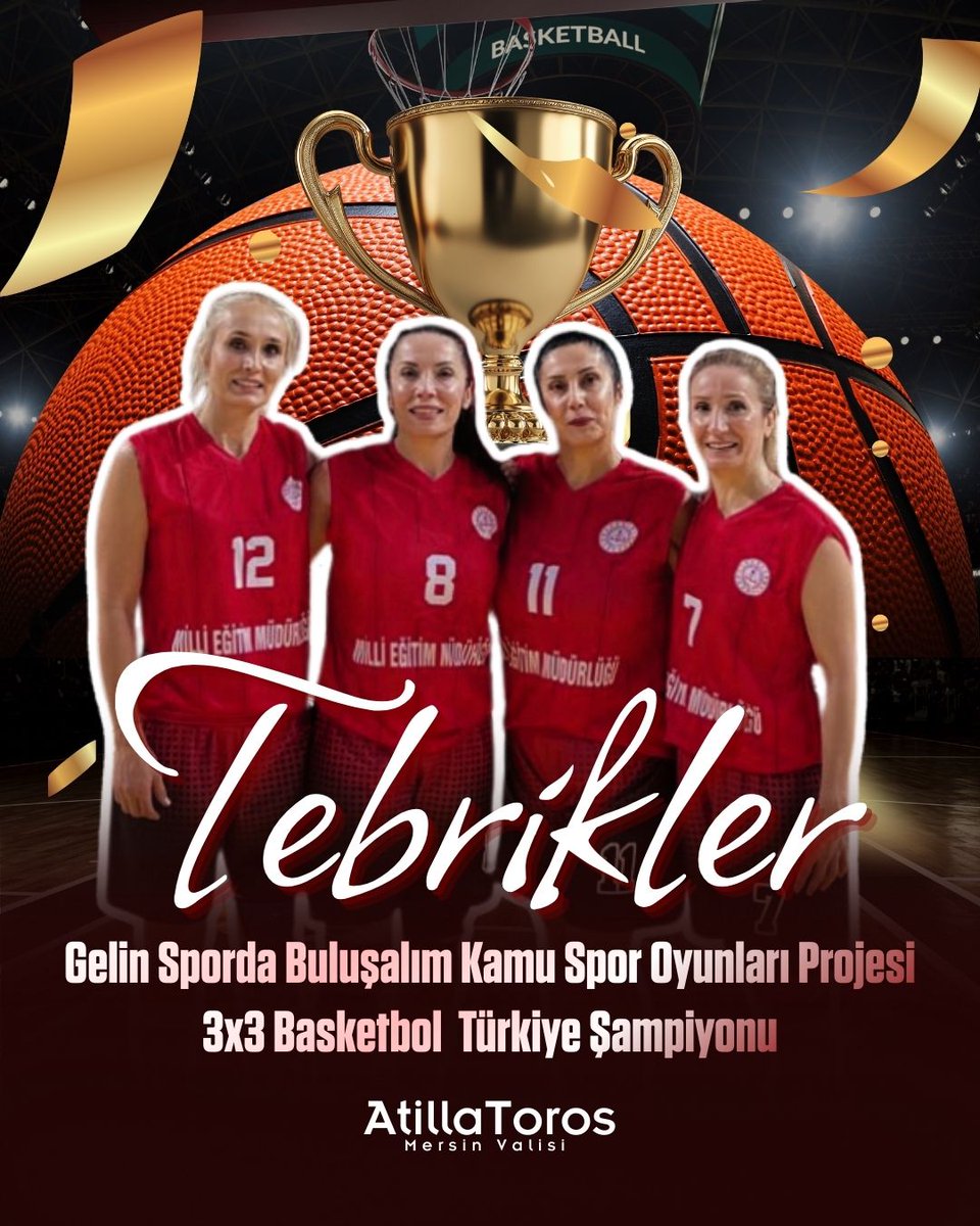 🏆 Gençlik ve Spor Bakanlığı tarafından gerçekleştirilen "Gelin Sporda Buluşalım Kamu Spor Oyunları Projesi" kapsamında, 24-28 Kasım 2025 tarihleri arasında Antalya'da düzenlenen 3x3 Basketbol finalinde ilimizi temsil ederek Türkiye şampiyonu olan İl Milli Eğitim Müdürlüğü Kadın