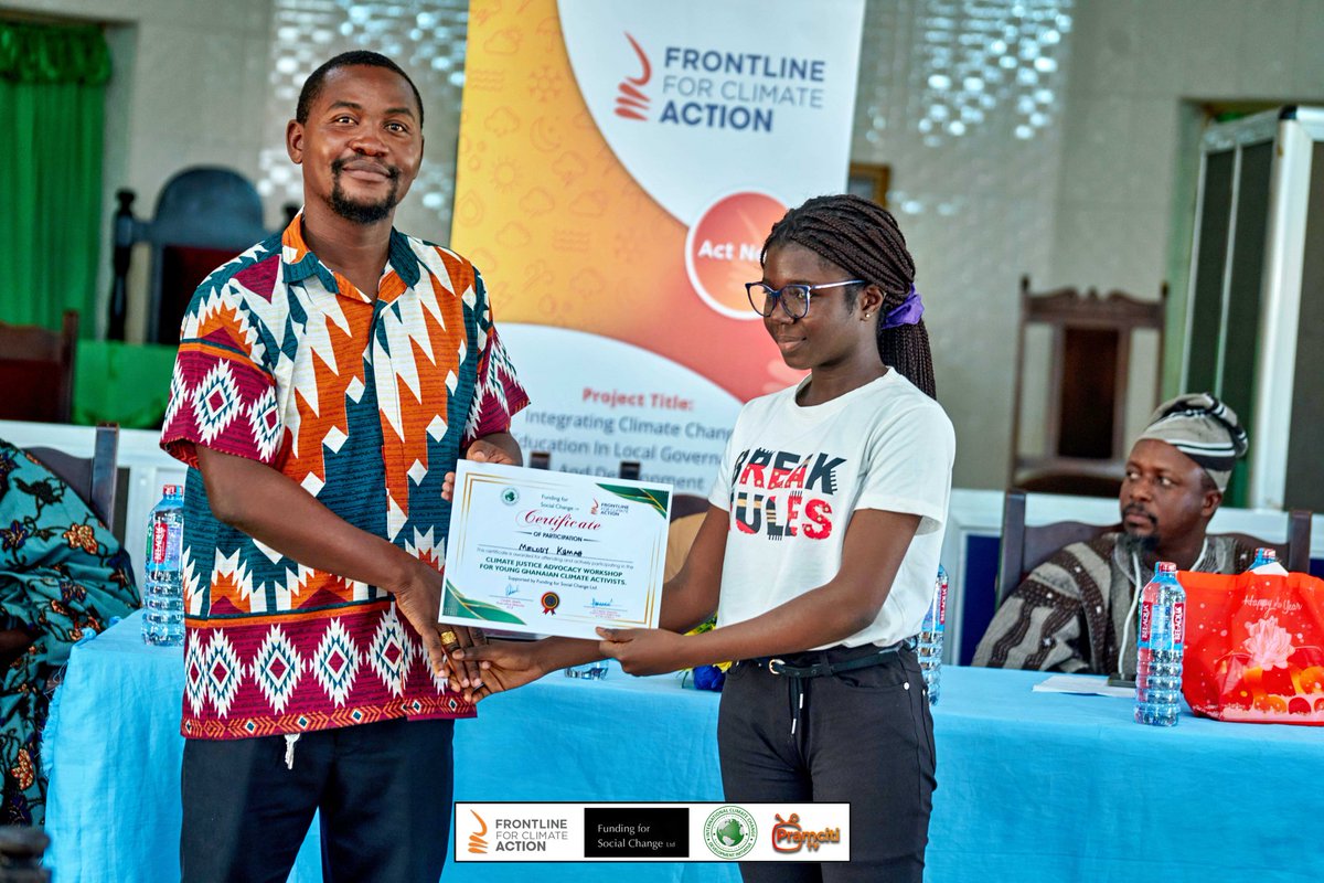 martinpeter74's tweet photo. On November 24, 2025, Frontline for Climate Action, in partnership with the International Climate Change Development Initiative from Nigeria, successfully executed a high-impact, capacity-building training for 50 young people on Climate Justice Advocacy in Prampram, Ghana. - PM https://t.co/tb5FX56w2k