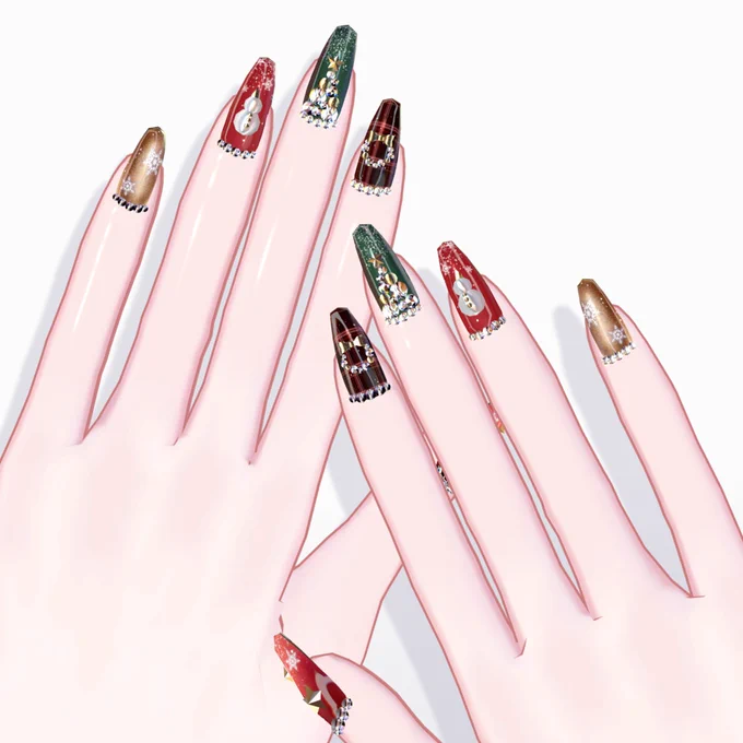 【宣伝】 ブロキマナクアバター向けクリスマスネイル発売中 200Yen! ChristmasNailsクリスマスネイル | #tekona0STUDIO #booth_pm