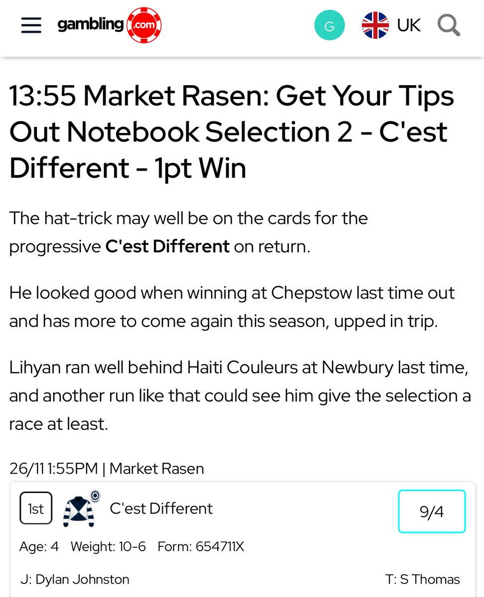 GetYourTipsOut's tweet image. C’EST DIFFERENT!!!!!!!!!!!!!!!!!!!!!!!

Notebook winner for @ThePanelGDC 📝 

💰 Tipped at 11/4! Last 3 have won 🔥 

Tap ❤️ if you got on