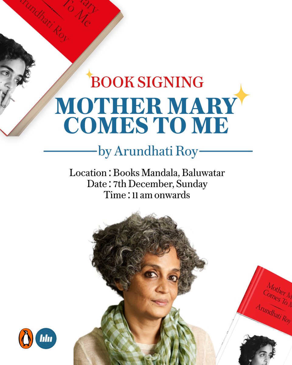 Kathmandu, this is huge. 📢

Arundhati Roy is coming to Books Mandala! Join us for an exclusive signing of her new book, Mother Mary Comes to Me.

🗓 Sunday, Dec 7th 
📍 Baluwatar Store 
⏰ 11 AM onwards

RSVP is mandatory. 
Secure your spot here: bit.ly/arundhatiatbm