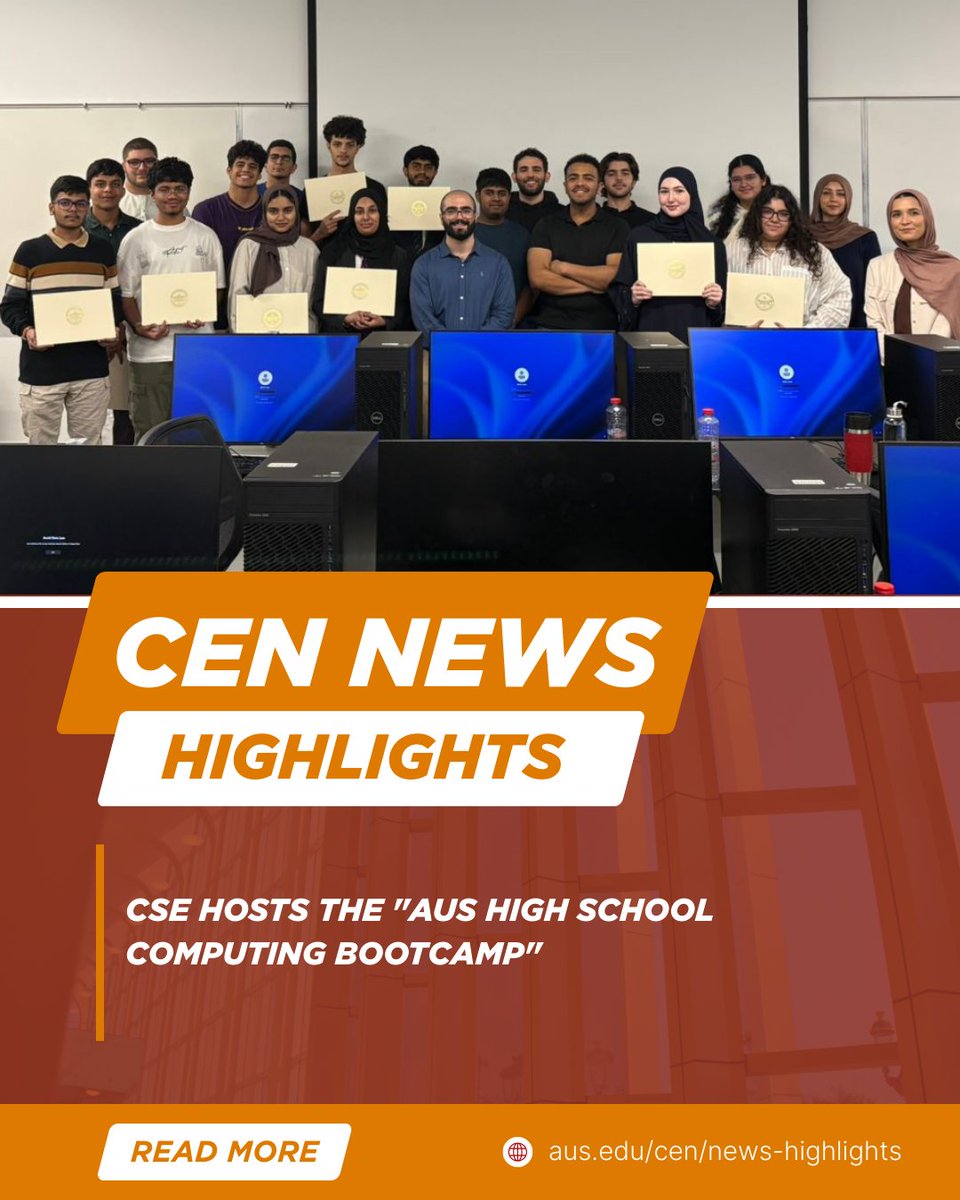 aus_cen's tweet image. The Department of Computer Science and Engineering (CSE) recently hosted the &quot;AUS High School Computing Bootcamp,&quot; offering a mix of educational and engaging activities to inspire students in grades 10–12 and introduce them to the exciting world of computing. 

The bootcamp was…