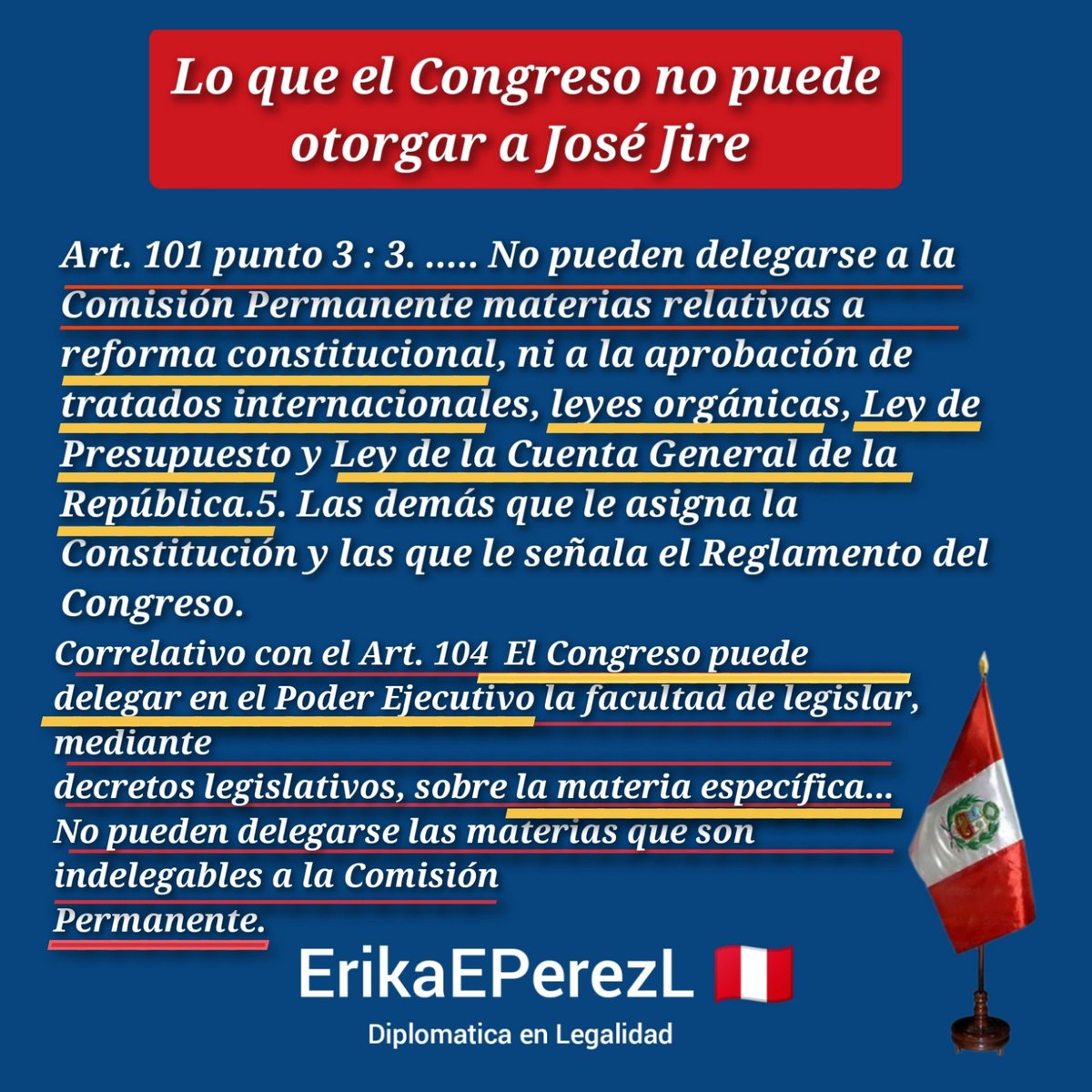 ErikaEPerezL's tweet image. 🇵🇪 Lo que el #Congreso #NoPuede #Otorgar  #AlPresidente José Jeri conforme a la Constitución