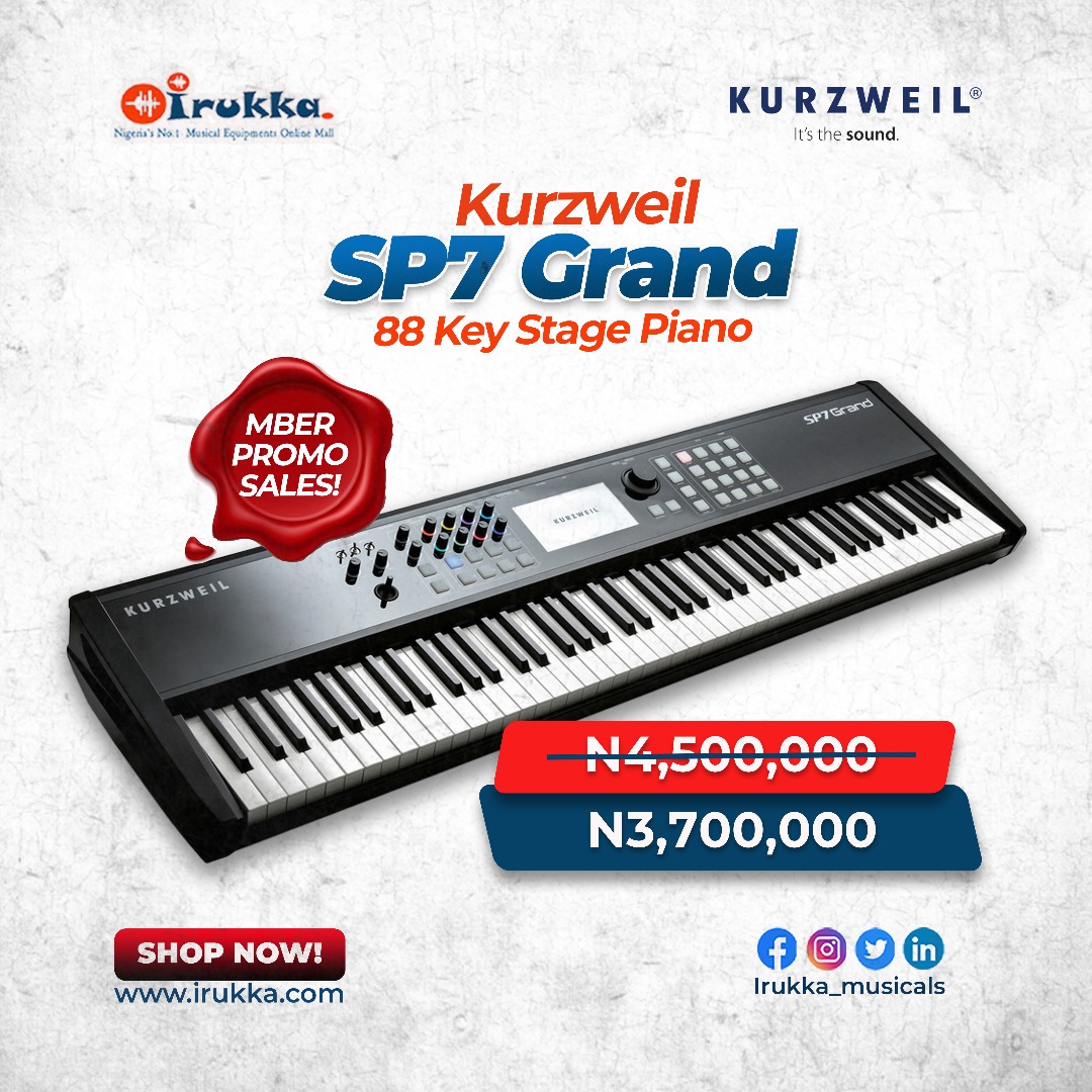 irukka_musicals's tweet image. 🔥 MBER PROMO!

Get the Kurzweil SP7 Grand (88 Keys) at N3.7M (was N4.5M).🎹🔥

Perfect for churches, studios &amp;amp; live bands!

🚚Nationwide Delivery
📩DM to order
🛒Shop Now – irukka.com

#NeverSettleForLess #Irukka #DontSettleForLess #KurzweilSP7Grand #ProAudioNigeria