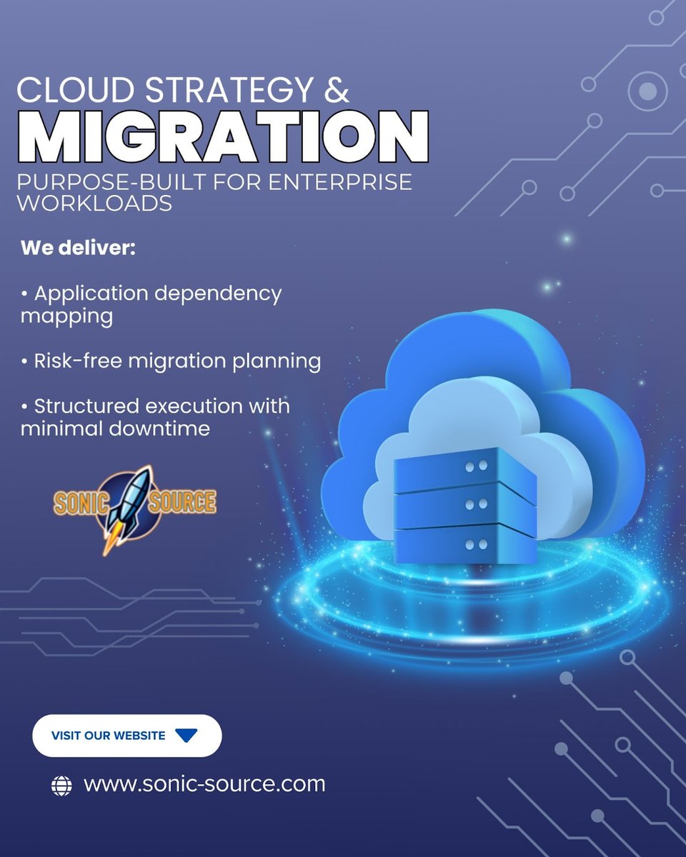 SourceSoni25436's tweet image. We deliver:
• Application dependency mapping
• Risk-free migration planning
• Structured execution with minimal downtime
.
.
.
.
#sonicsource #cloudmigration #cloudstrategy #enterprisecloud #digitaltransformation #itinfrastructure #cloudsolutions #migrationplanning