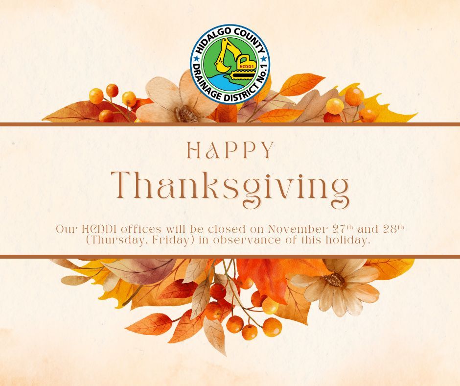 📌 Our HCDD1 offices will be closed on November 27th and 28h for the Thanksgiving Holidays.