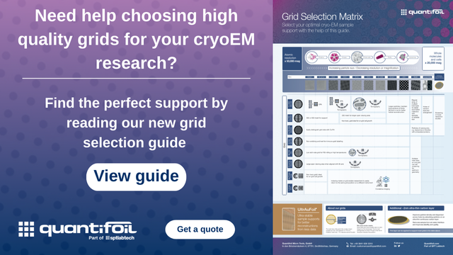 quantifoil's tweet image. View our new grid selection guide here: eu1.hubs.ly/H0p-RhX0

Find the perfect support for your project and reach out to us here for a quote: eu1.hubs.ly/H0p-RBL0 

#CryoEM #StructuralBiology #SingleParticleAnalysis #electronmicroscopy #CLEM #DrugDiscovery #InSituTEM