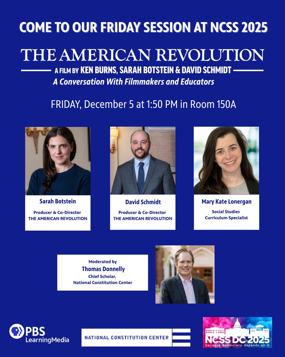 Attending NCSS? Join our session with an educator and filmmakers behind THE AMERICAN REVOLUTION for classroom-ready insights! <a href="/NCSSNetwork/">National Council for the Social Studies (NCSS)</a> <a href="/ConstitutionCtr/">National Constitution Center</a>