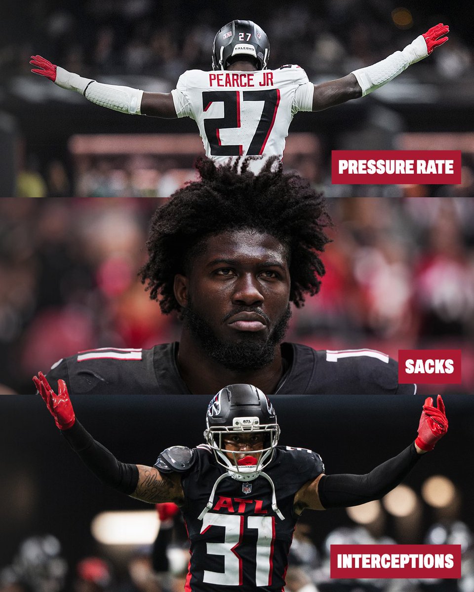 .<a href="/NFL/">NFL</a> rookie leaders:

Sacks: Jalon Walker
Interceptions: Xavier Watts
Pressure Rate: James Pearce Jr.