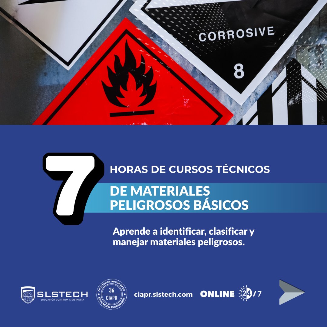 slstech's tweet image. ¿Manejas Materiales Peligrosos?

Capacítate con contenido aprobado por el CIAPR y válido como horas contacto técnicas para ingenieros.

Comienza hoy tu formación especializada en HAZMAT.
Inscríbete aquí: zurl.co/DKoma