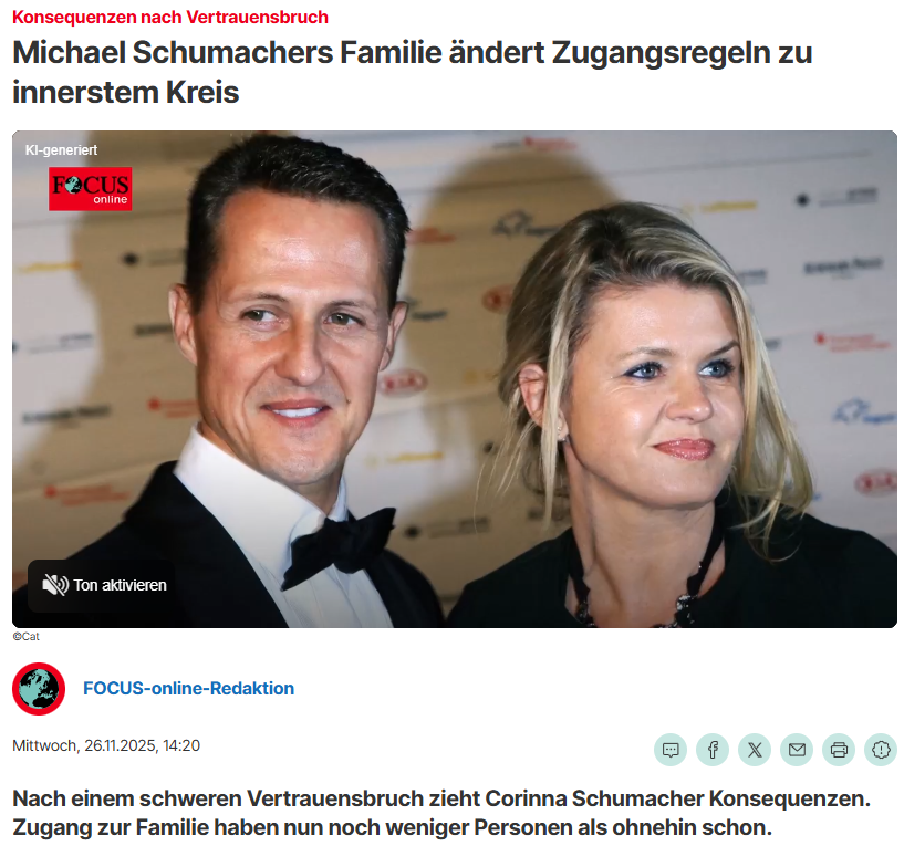 Natürlich ist es eine Entscheidung der Familie, aber die große Geheimniskrämerei, die um den Zustand von Michael Schumacher gemacht wird, weckt natürlich auch Begehrlichkeiten von dunklen Gestalten. Letztendlich wäre es auch den Fans gegenüber fair, endlich mal Infos zum Zustand