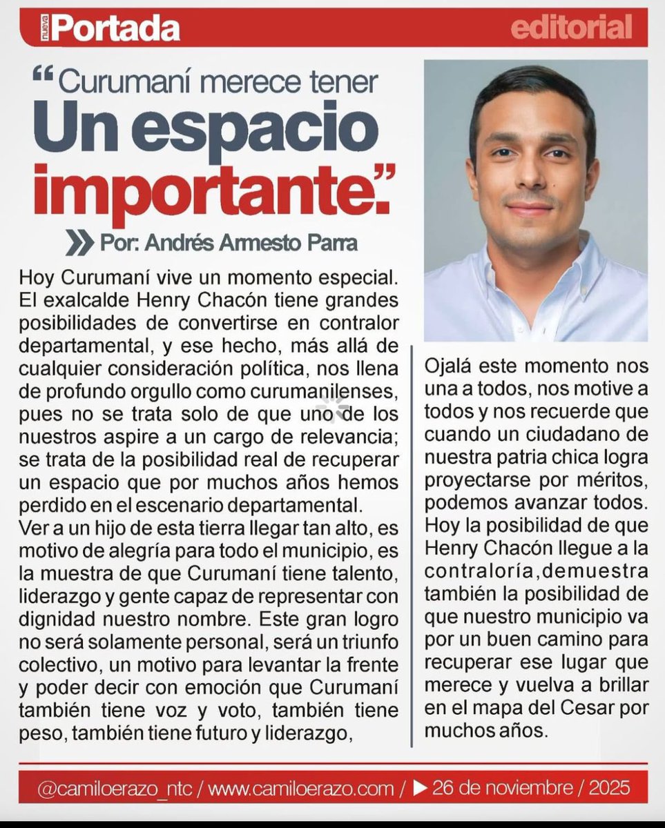 ✅ #Editorial | "Curumaní merece tener un espacio importante". 🎯    

➡️ Por: <a href="/AndresArmesto/">Andrés Armesto</a> 
Miércoles 26 de noviembre / 2025