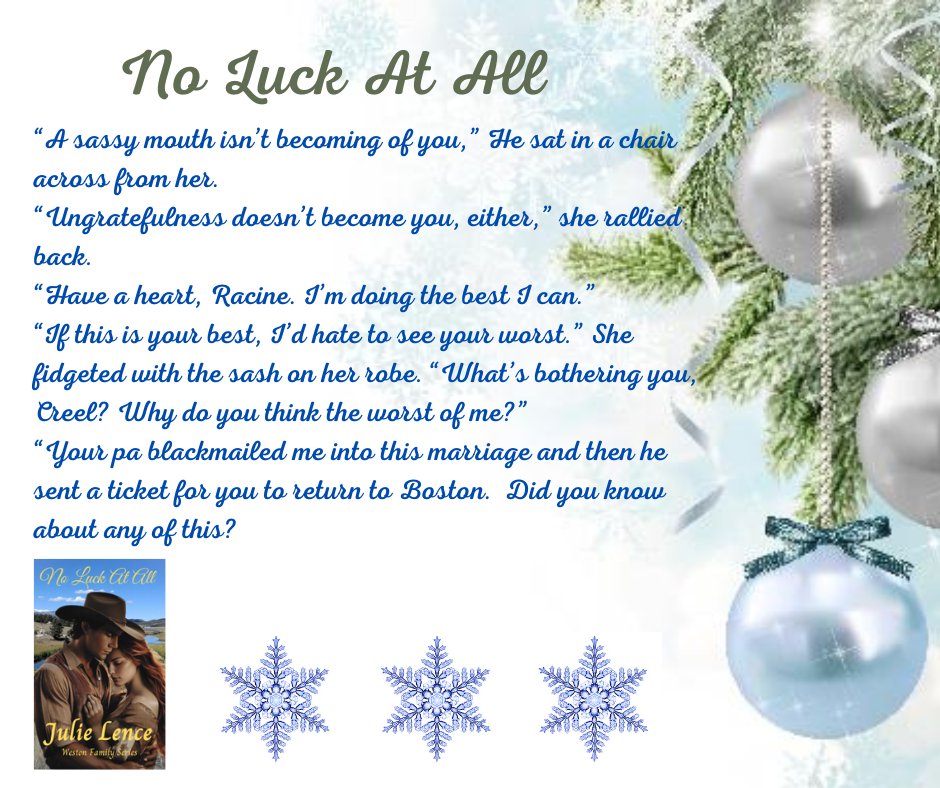 JulieLence's tweet photo. #WednesdayRead
No Luck At All:
#cowboyromance #BookBoost #IARTG #westernromance #frontierdoctor #MustRead #KindleUnlimited
https://t.co/SacT3kbb5l https://t.co/eh1qWGy3FW