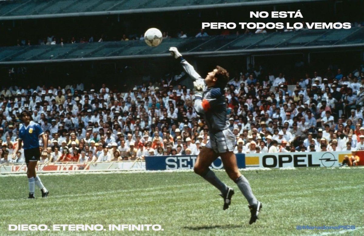 No está 
Pero todos lo vemos.
Diego. Eterno. Infinito.