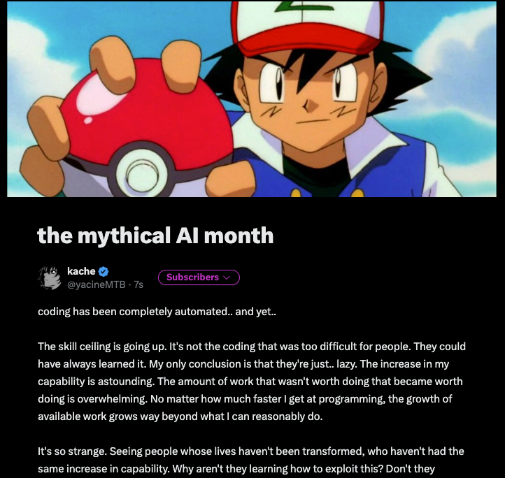 yacineMTB's tweet image. just wrote another one of my subscriber blog posts 

AI has completely automated software engineering
it's extremely miraculous technology
and yet there are bugs everywhere
and very few people are leveraging it
and no one really cares

i try to answer why