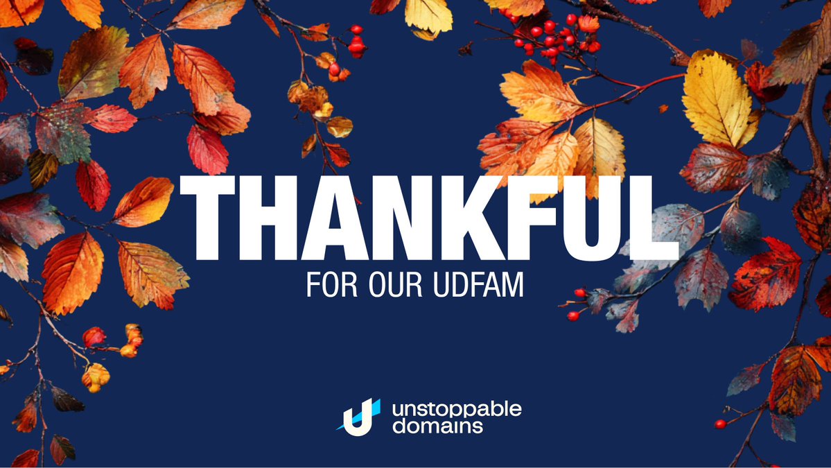 As Thanksgiving arrives, we want to thank everyone in our Unstoppable family for being such an incredibly important part of what we do. Your energy, feedback, and support help us move forward and keep shaping the future of onchain identity together. 🦃

We’re grateful for every
