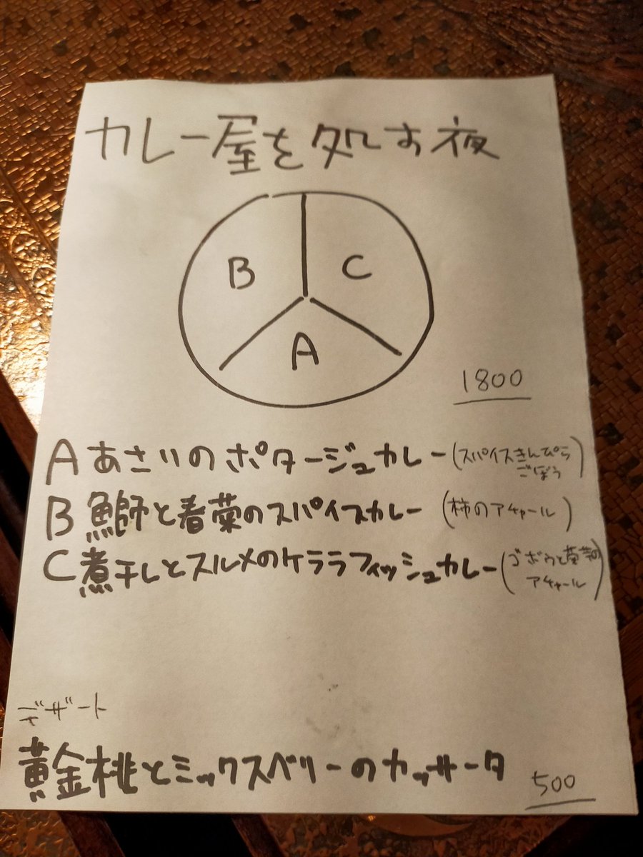 ba77baka7's tweet photo. カレー屋を処す夜🌃
~ #BARWOLF vs #カレーシスコ vs #らあめん鬼ぼし~
3店舗三つ巴カレー⚔️あいがけ
黄金桃とミックスベリーのカッターナ
テーマは魚貝の3種あいがけでどれもとてもうまい😋
選ぶのは難しいので1番好きなのに投票🙌🏻✨
抜群に辛い🍛もあったのでスイーツいい仕事💮💯
たのうまゴチ🙏 https://t.co/q72Vtb6GBk