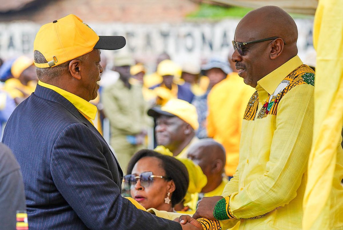 Rt. Hon. <a href="/AnitahAmong/">Anita Annet Among</a>, Hon. <a href="/ARwakajaraMP/">Arinaitwe K. Rwakajara</a> and Snr. Amama Mbabazi in Rukungiri today for a presidential rally. #ProtectingTheGains