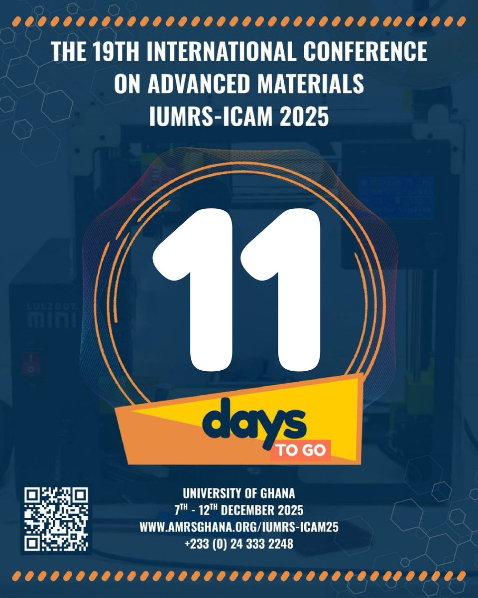 amrs_ghana's tweet image. Have you registered yet?????

If not, join us for the 19th International Conference on Advanced Materials taking place at ISSER Conference from 7th -12th December,2025. 🔥🔥🔥

For more info, please visit amrsghana.org/iumrs-icam25

#ghana
#materialsscience
#UG
#IUMRSICAM25
#SDGs