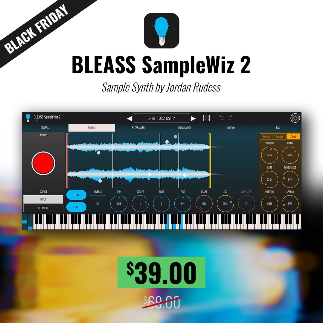 BLEASSapps's tweet image. 🔥 BLEASS Black Friday  – The best deals of the YEAR are LIVE!  
Up to -55% on all our creative effects &amp;amp; synths!  
Don’t miss it → bleass.com/shop

#BLEASS #BlackFriday #PluginDeals #MusicProduction