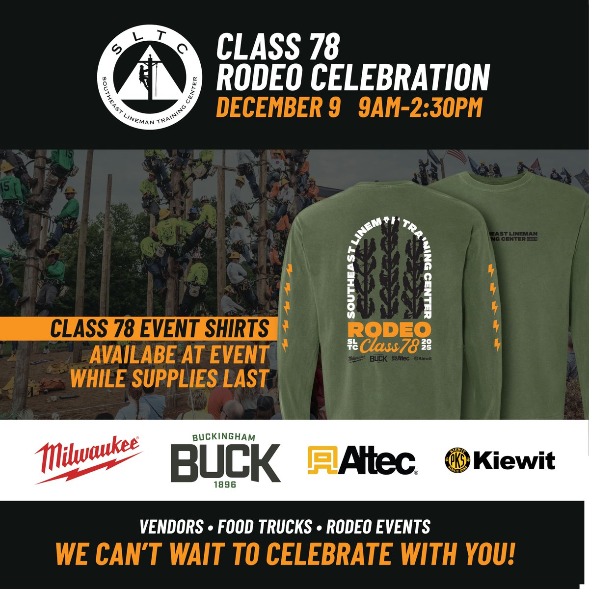 We’re excited to celebrate ELP 78’s Rodeo on December 9th! Don’t miss out on our exclusive Class 78 Rodeo shirt. Available only at the event!