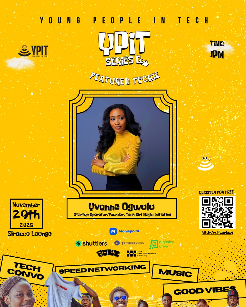 Ypeopleintech's tweet photo. Say hello to Yvonne Ogwulu π©π½βπ» our final Series G Featured Techie! π @YvonneOgwulu
Founder of @techgirlmagic_ + advocate for women in tech + ecosystem builder.
Sheβs bringing energy, genuine insight into her journey & plenty of magic!
#YPITSeriesG #WomenInTech #TechCommunity https://t.co/oIiYr8G2ho