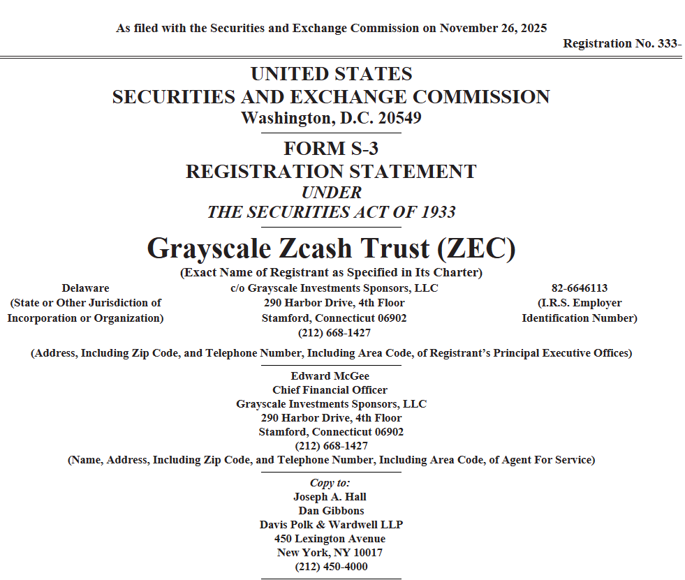 wiseadvicesumit's tweet photo. 🚨 BREAKING: 

Grayscale just filed for the first-ever Zcash $ZEC ETF with the SEC.

Privacy narrative isn’t slowing down. https://t.co/FHu9kyPyur