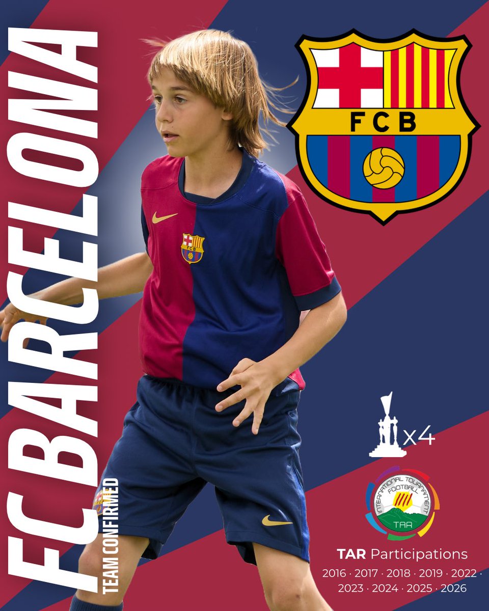 El <a href="/FCBmasia/">FC Barcelona - Masia</a> serà present al TAR 2026,
i els 4 vegades campions arriben amb una idea molt clara:
🔥 tornar a conquistar el títol!

Amb ambició, talent i un ADN competitiu inconfusible,
els blaugranes volen demostrar un cop més per què són un dels equips més temuts del torneig.