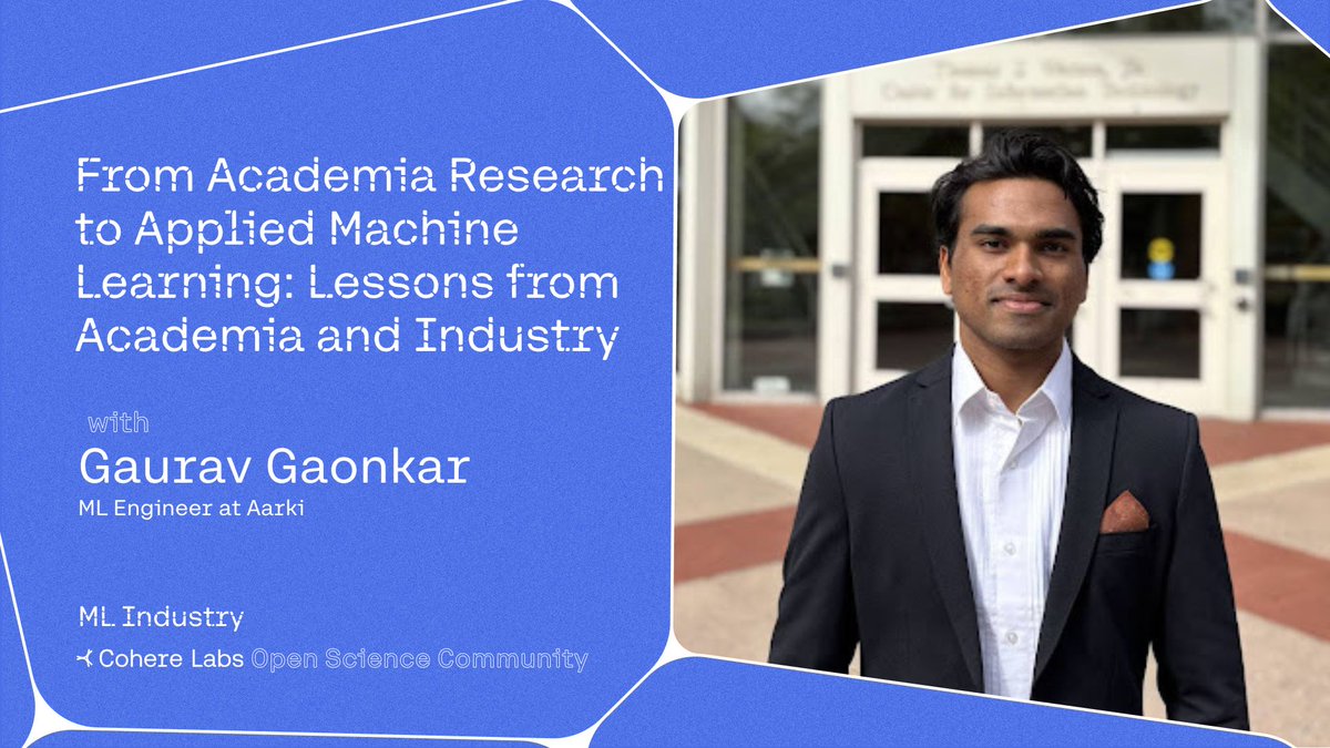 Don't miss our ML Industry's event on December 3rd as they welcome Gaurav Gaonkar who will share his journey from cognitive science and CV research at Brown University to building applied ML systems in industry and insights on navigating ML careers.

Thanks to <a href="/PrahithaM/">Prahitha Movva @NeurIPS2025</a> for