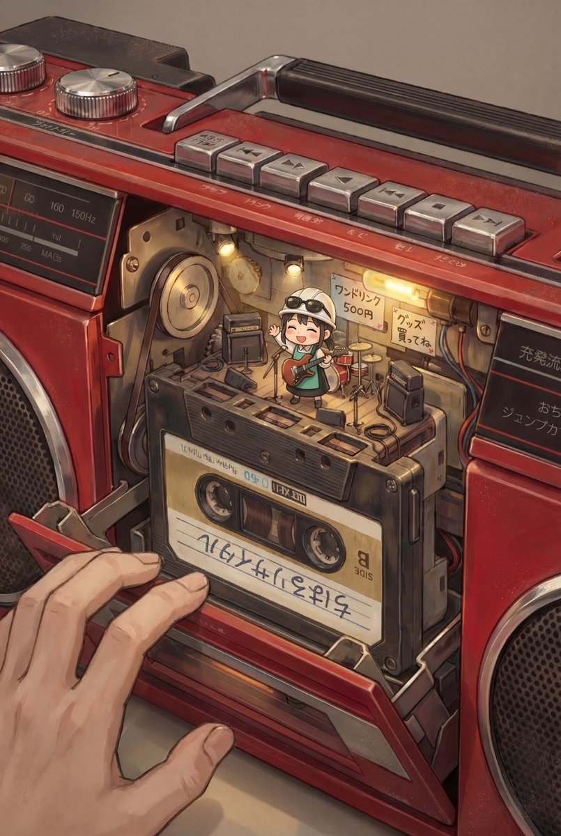 hiyodorixxxx's tweet image. 古いラジカセを買ったら妙な音がするので
開けて調べてみたら中の人がライブをしていた