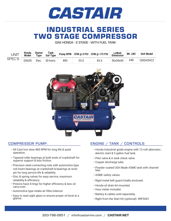 CASTAIRINC's tweet photo. Power your vent cleaning and service trucks with reliability you can trust. The Castair I20GH3HC2 delivers 43.6 cfm at 175psi. https://t.co/6lowFmZgzd