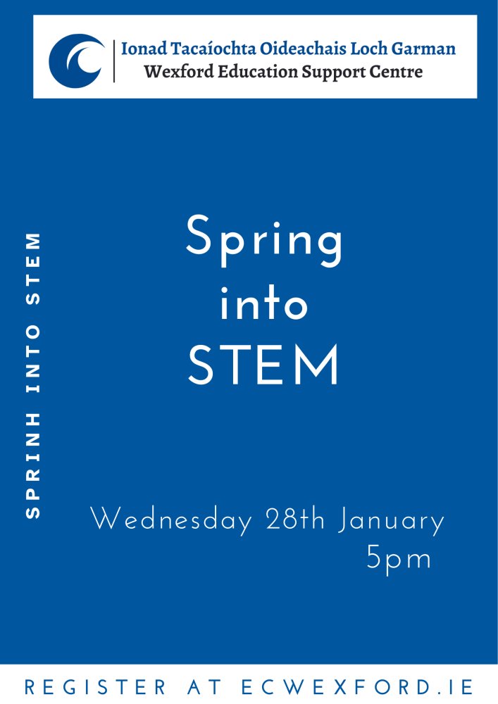 WexfordEdCentre's tweet image. Spring Into STEM

📅Wednesday 28th January
🕒5PM
🔗ecwexford.ie/cpd-courses/pr…