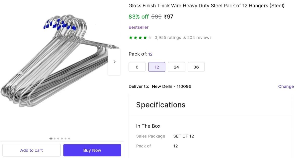 lpd360's tweet image. 🔥Stainless Steel Hanger (12pcs) at ₹97

👉bitIy.in/g2IldY0

#Shopsy #Flipkart #LowPriceDeal