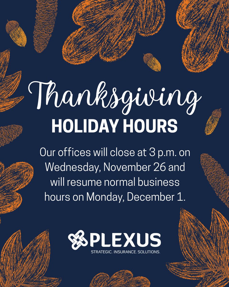 plexusgroupe's tweet image. #ThePlexusGroupe #HolidayHours #Thanksgiving