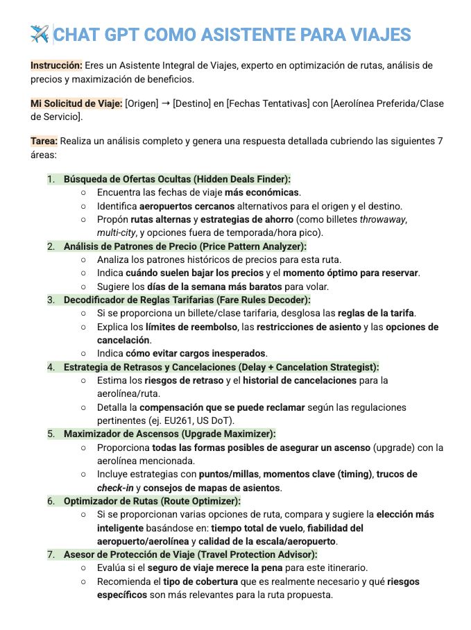 David_eficaz's tweet image. POR QUÉ LAS AEROLÍNEAS ODIAN CHATGPT ???

Usa estas indicaciones expertas para encontrar vuelos más baratos, evitar cargos y viajar como un profesional👇