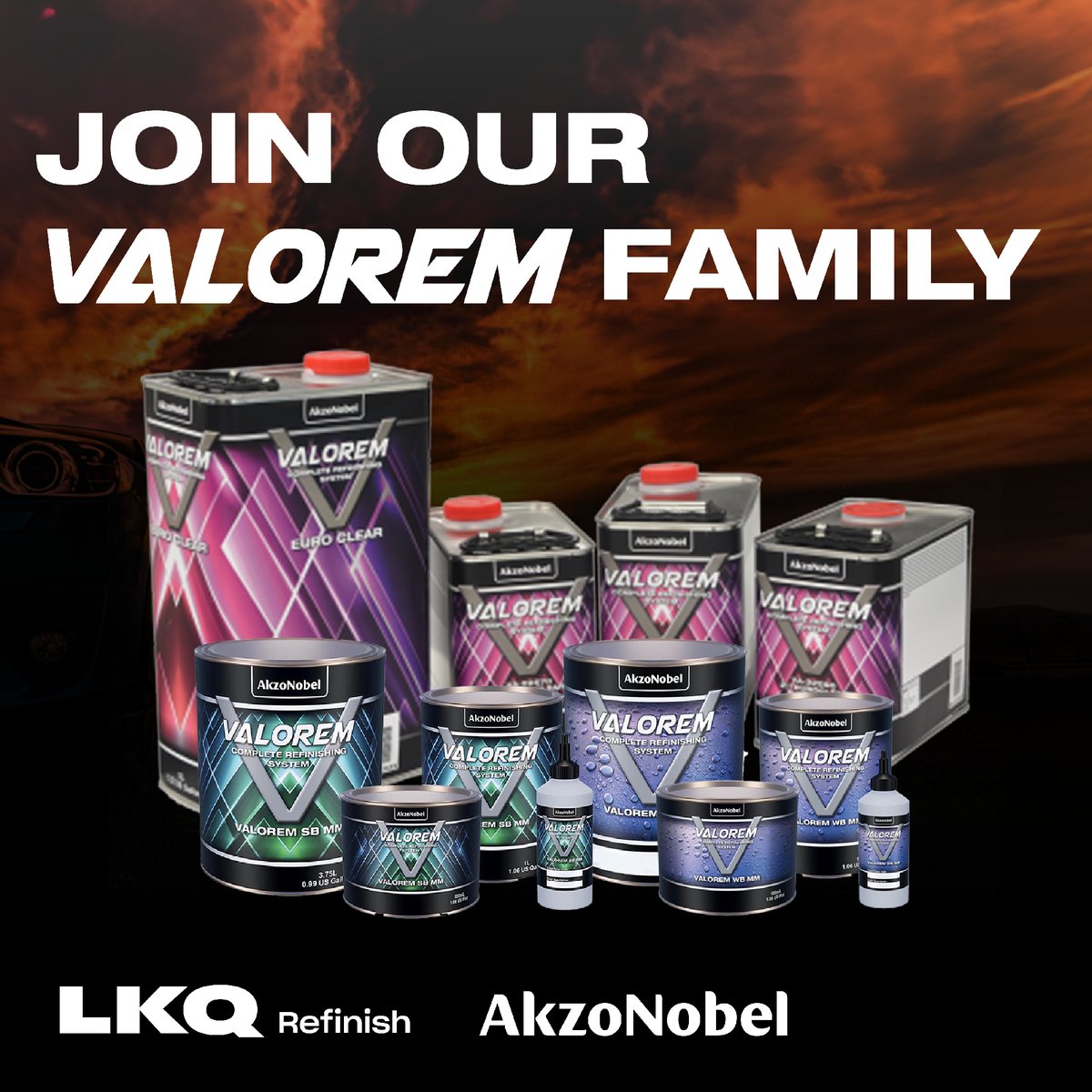 Valorem, A Complete Refinishing System from LKQ and AkzoNobel.
Visit us online at valoremrefinish.com or call us at 866-LKQ-CORP for more information!