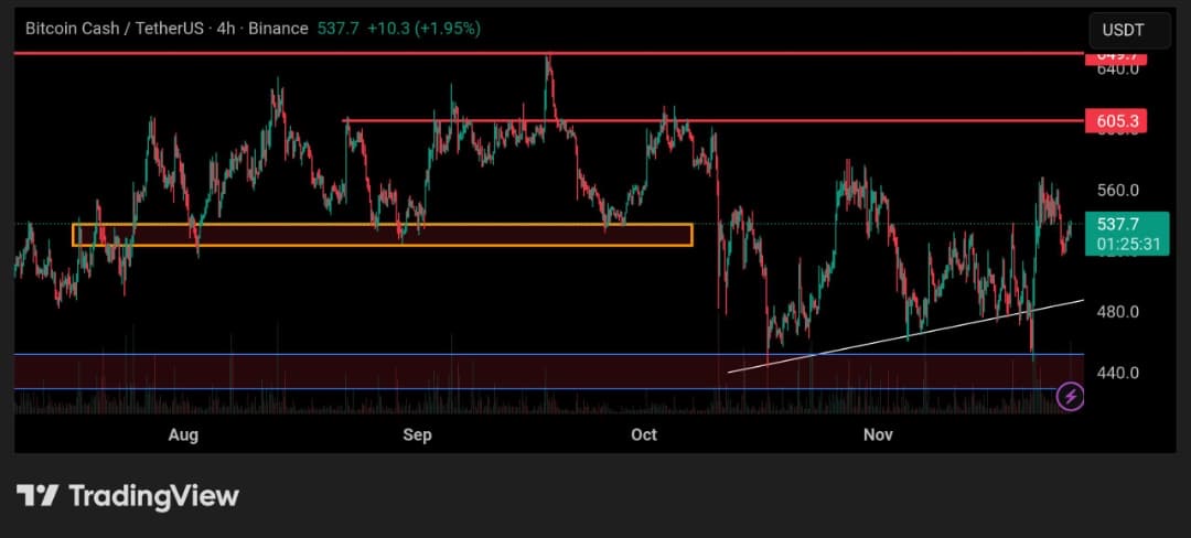 ImZiaulHaque's tweet photo. #BCH/USDT ANALYSIS🚨

Price is currently trading in a range between the support and resistance on 4H chart,and there are no signs of strength yet.

This is a no-trade zone.

We could see a move toward the support trendline before a rally upward. 

Support - $453
Resistance - $605 https://t.co/ylD8PMQbyK