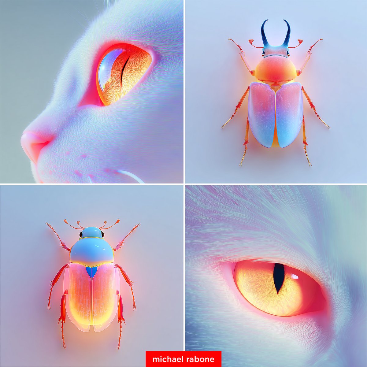 michaelrabone's tweet image. Exploring Style --sref 1632499533
I love these colours

Super macro close-up of pupil and iris of a cat --ar 1:1 --quality 4 --raw --sref 1632499533 --sw 100 --stylize 300 --v 7

Hercules beetle, bright vivid colours --ar 1:1 --raw --sref 1632499533 --sw 100 --stylize 300 --v 7