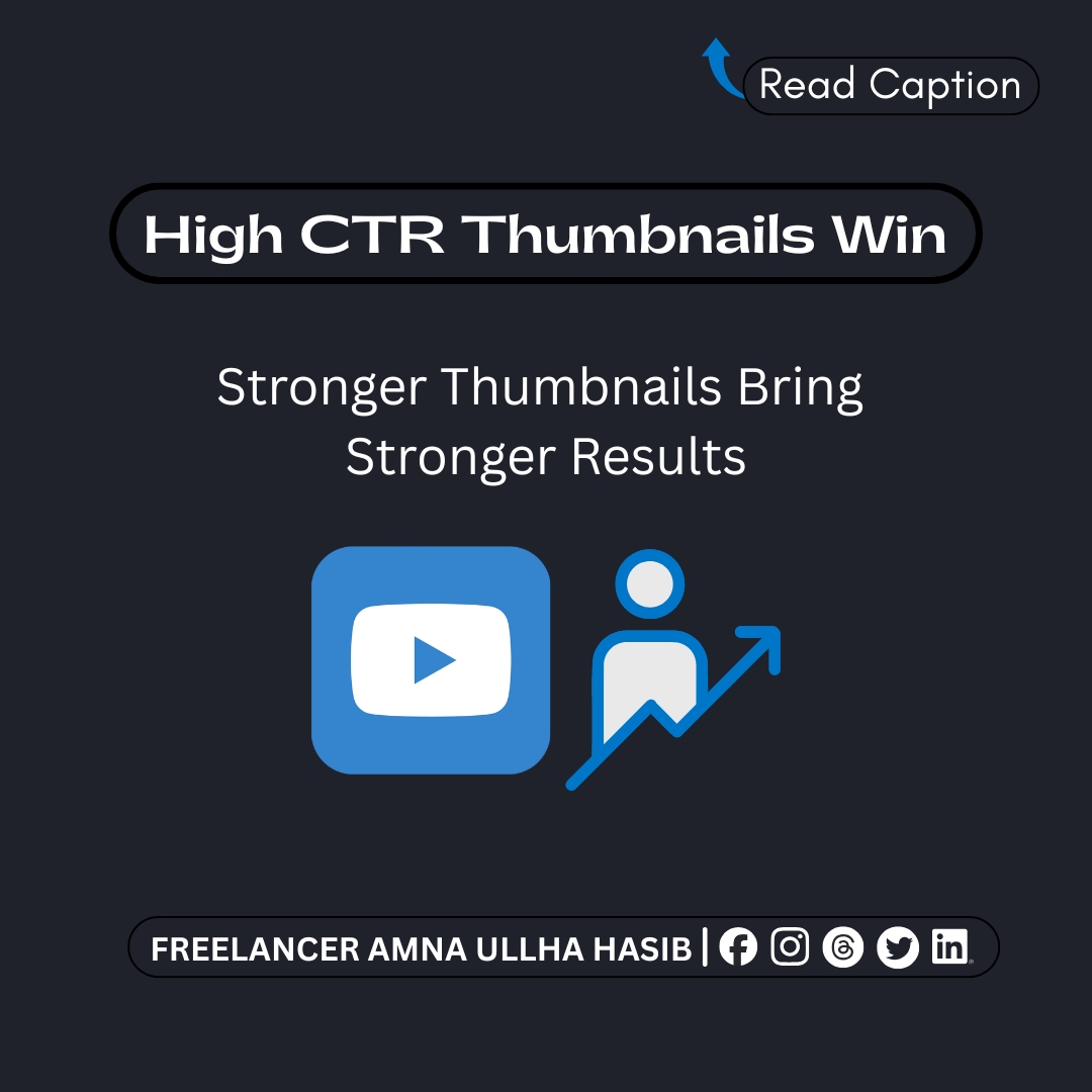 hasibamanullha8's tweet image. High CTR Thumbnails Win

If your thumbnails are not driving clicks, I can help you optimize them for:
✔ Higher CTR
✔ Strong impressions to click ratio
✔ Better visibility on Search &amp;amp; Suggested
✔ Faster channel growth
#YouTubeSEO  #youtubethumbnail #CTRBoost #ClickThroughRate