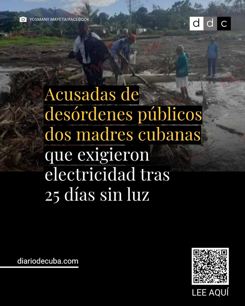 diariodecuba's tweet image. #SOSCuba: Las madres cubanas Mailyn Gondre La O y Yanelis Molina González fueron liberadas con medidas cautelares, tras ser arrestadas y acusadas de desórdenes públicos por exigir a las autoridades el restablecimiento del servicio eléctrico en el barrio El Carmen, de…