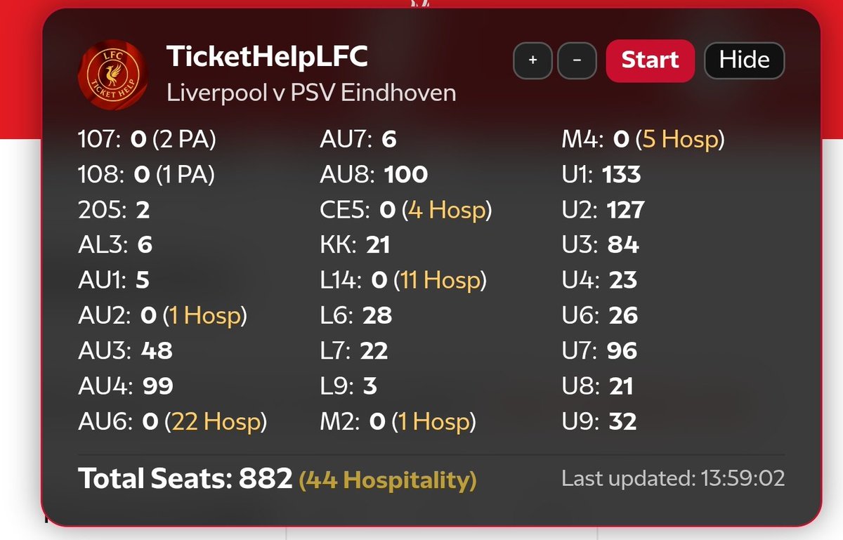 🎟️ Seat Counter 🔔

🔴 We’ve built a custom tool that scans every available seat on any hallmap — giving you an accurate total of normal, hospitality and PA seats.

🟢 Followers can request a count anytime while a hallmap is live. We have access to the majority of hallmaps, both