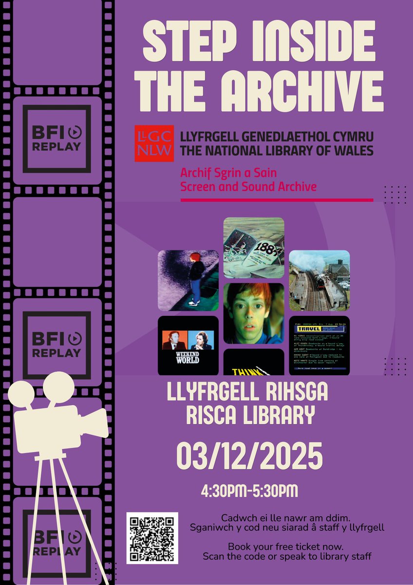 RiscaLibrary's tweet photo. To celebrate the launch of BFI Replay, join us for this unique event exploring the archives and collaborative work of the BFI and the National Library of Wales Screen and Sound Archive. https://t.co/sEokHp1sVc