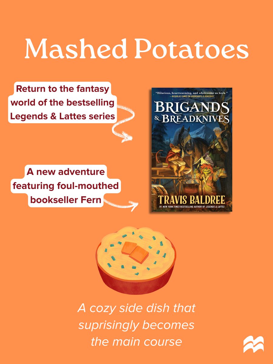 MacmillanUSA's tweet image. Mashed potatoes? Stuffing? Turkey? Whatever your favorite Thanksgiving dish is, let it pick your next read! Tell us which book you’ll be gobbling up this holiday! 📚🦃

#HolidayReads #TBR #BookRecs