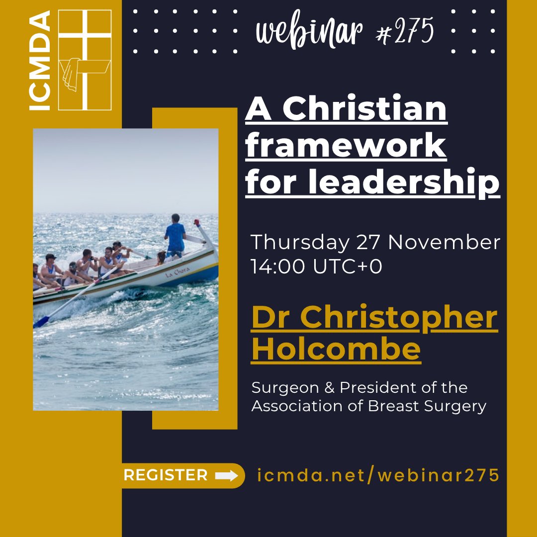 icmdanet's tweet image. How can you cope with challenging clinical situations or the pressure of too much work and not enough resources?

Join Dr Christopher Holcombe on tomorrow&apos;s webinar to discover a Christian framework for leading in the setting where God has placed you.

Register at…