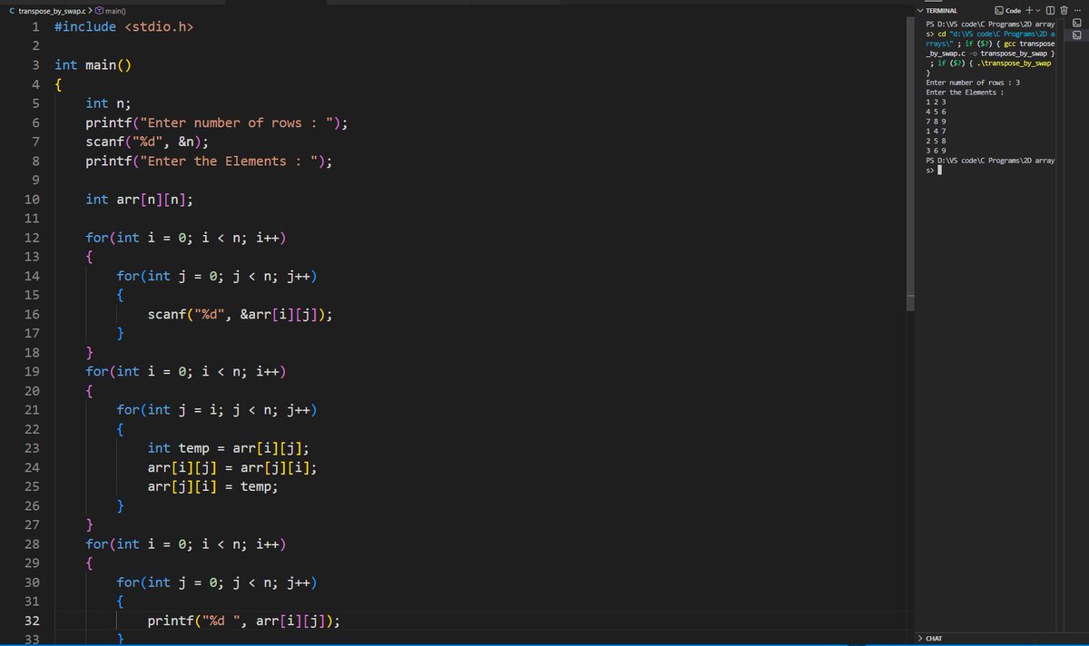 pranit_0007's tweet image. Day 20 : Finally completed with 2-D arrays. 

#clanguageprogramming #LearnCoding #CodingJourney #LearnToCode #100daysofcode #Cprogrammingbascics #LearnInPublic