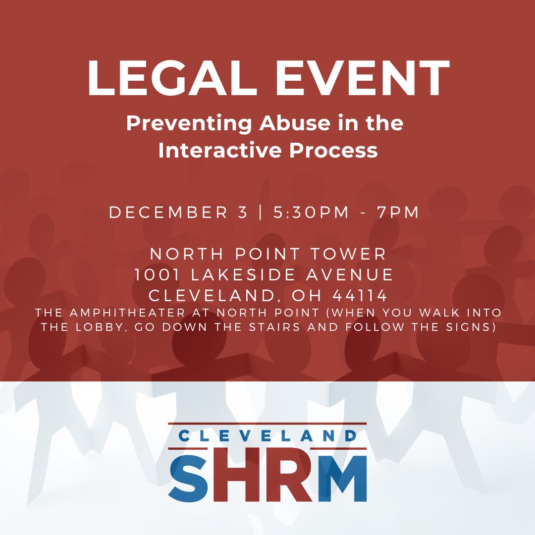 Brush up and explore all the new compliance changes happening with this lively presentation about the current ADA landscape

Grab your seat: clevelandshrm.com/events/EventDe…