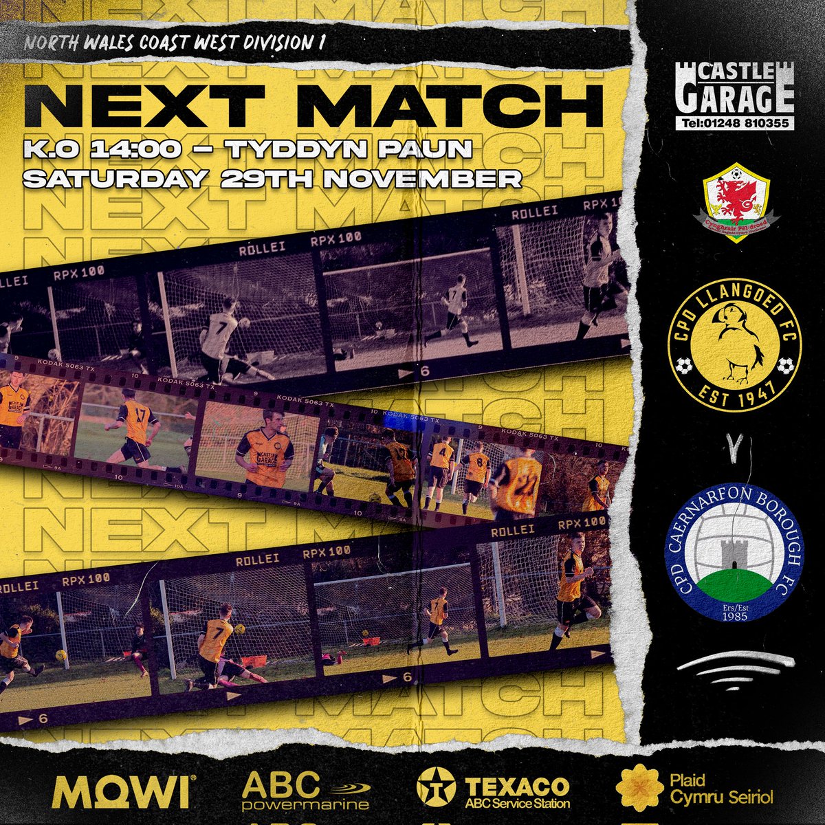 CPDLlangoedFC's tweet image. 𝐍𝐄𝐗𝐓 𝐌𝐀𝐓𝐂𝐇!

Home this Saturday, we are hosting CPD Caernarfon Borough FC. Details in the poster below! All your support is appreciated! 

𝗨𝗣 𝗧𝗛𝗘 𝗣𝗨𝗙𝗙𝗜𝗡𝗦! 💛💛

#caernarfon #football #northwales #wales #welshfootball #cymrufootball